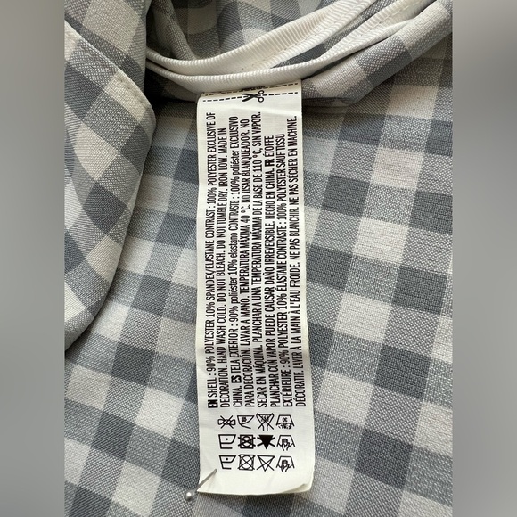 Stelen English Factory Women’s Med Grey Gingham Balloon Sleeve Zip Long Jacket - Picture 9 of 11